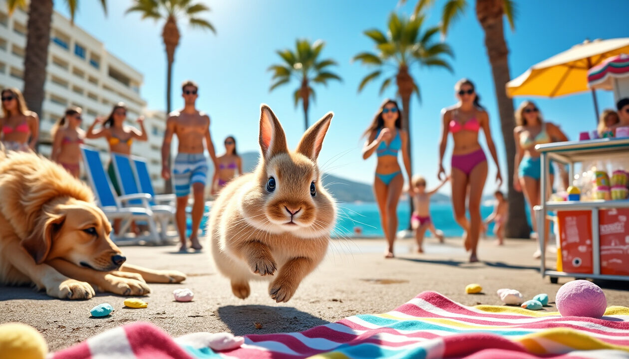 découvrez la vidéo hilarante où un lapin espiègle et un chien intrépide sèment le chaos sur la célèbre promenade des anglais. ne manquez pas leurs aventures désordonnées qui vont vous faire rire aux éclats!